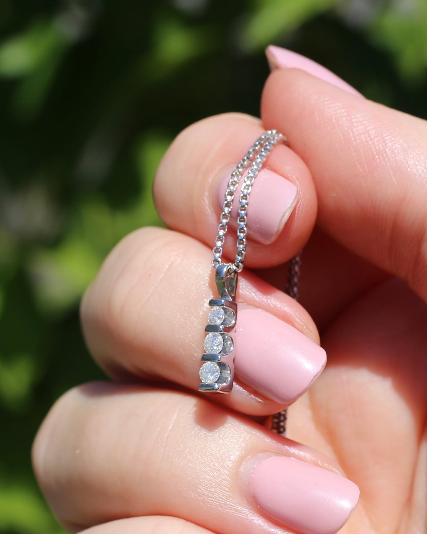 Second Glance - 0.2ct Natural Diamond Trilogy Pendant, 9ct White Gold, 0.87g
