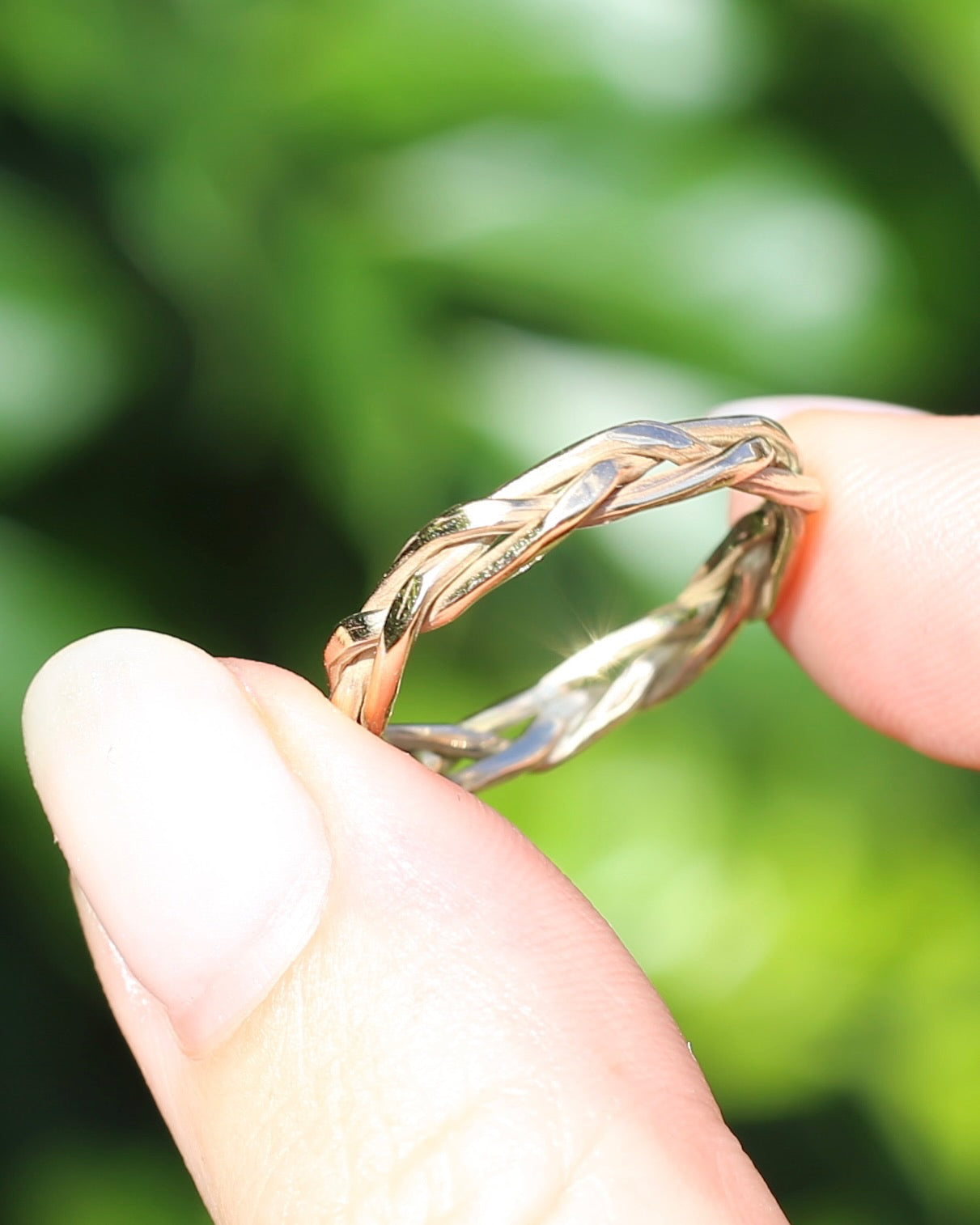 Reclaimed 9ct Yellow Gold Plaited Band, size 8.75 or just over R