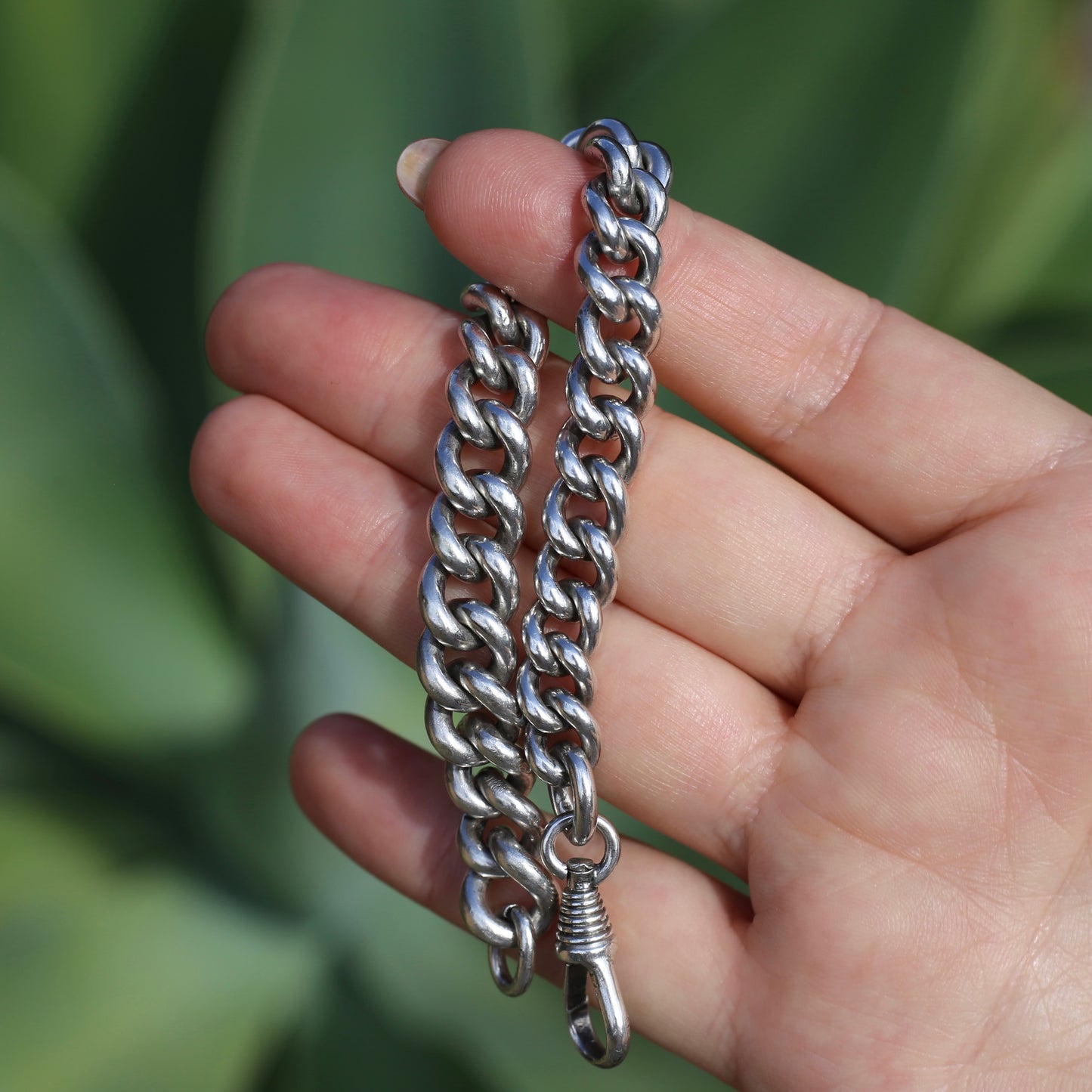 Vintage Silver Graduated Curb Chain Bracelet or Extender, 44.7g, 8 inches or just over 20cm