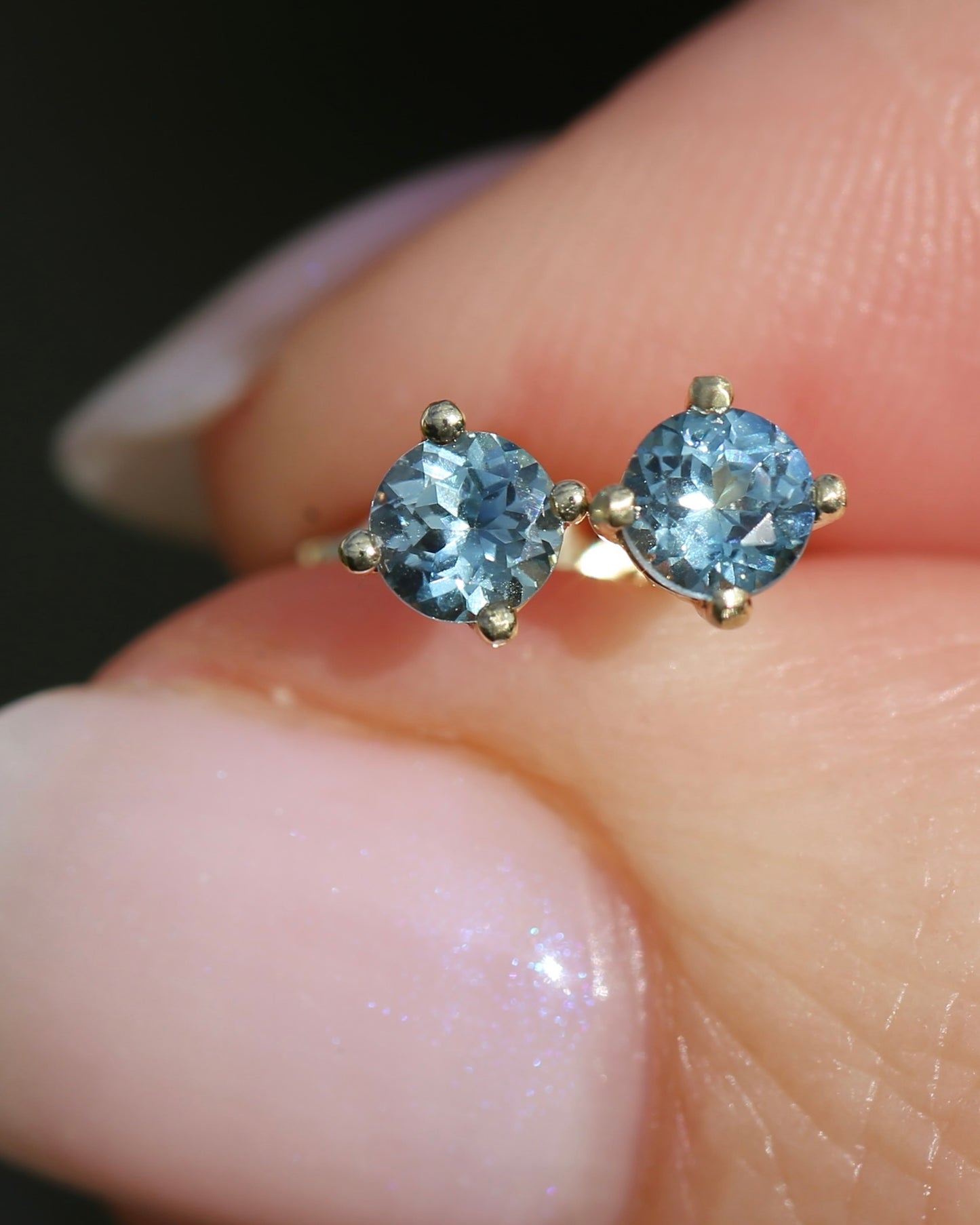 0.8ct Pale Blue Parti Sapphire Studs, 9ct Yellow Gold, 0.76g