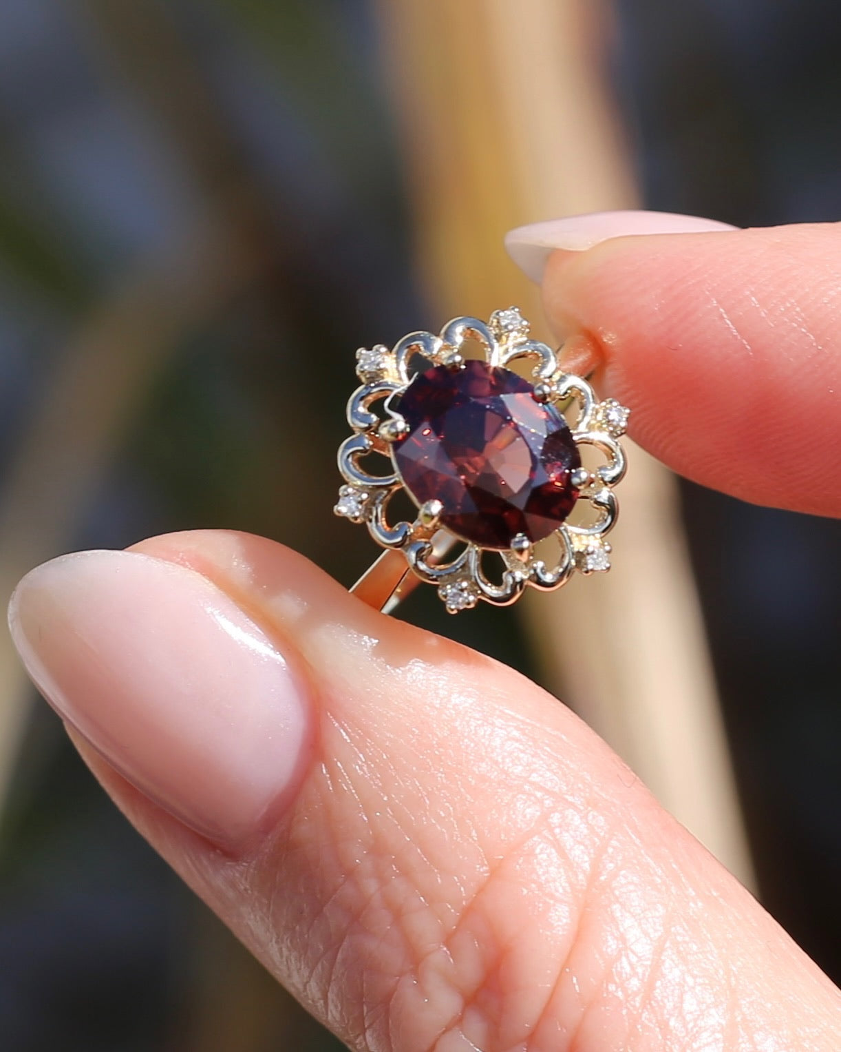 Vintage 3.48ct Natural Zircon and Diamond Ring, 9ct Yellow Gold , size O or 7.25 with valuation