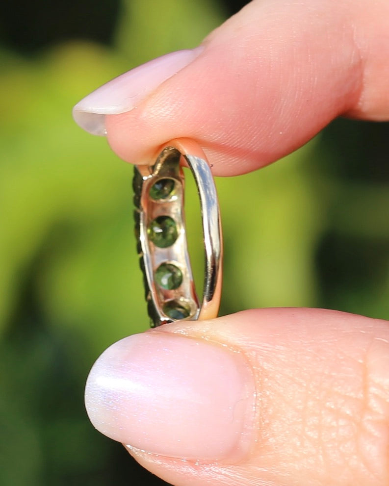 1.75ct Four Stone Natural Green Tourmaline Ring, 9ct Yellow Gold, size N1/2 or just over 6.75, 2.37g