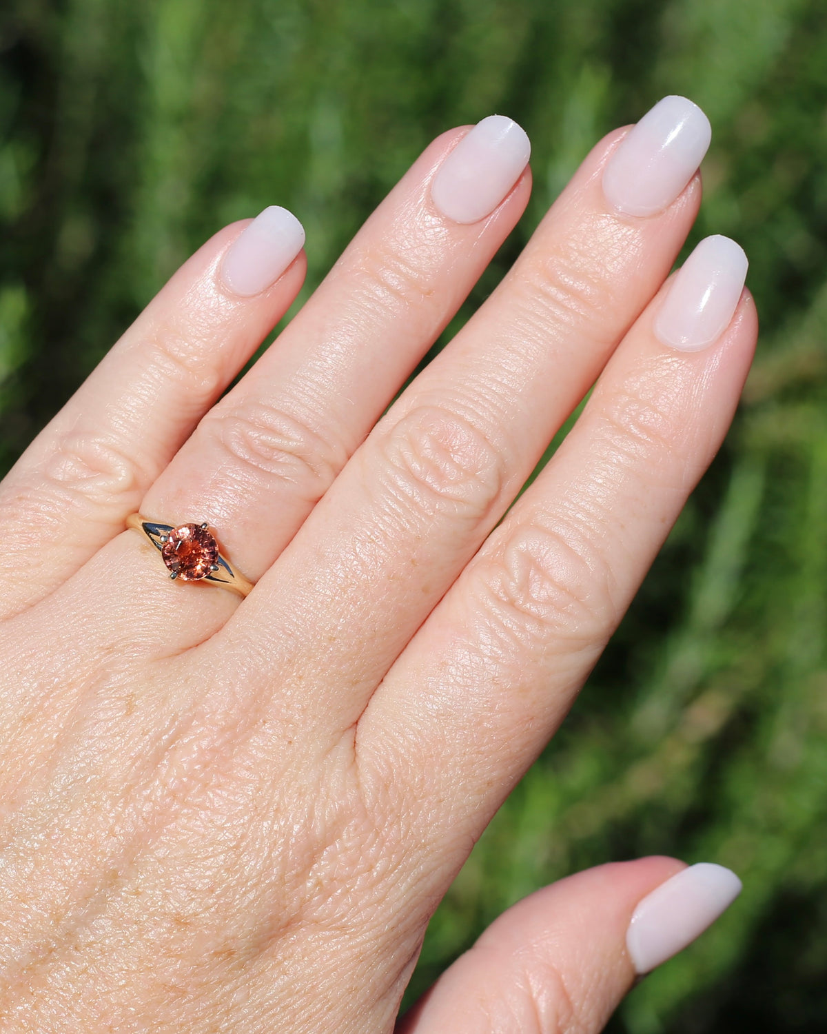 1.4ct Natural Peachy Orange Tourmaline Ring, 9ct Yellow Gold, size N1/2 or 7, 1.51g