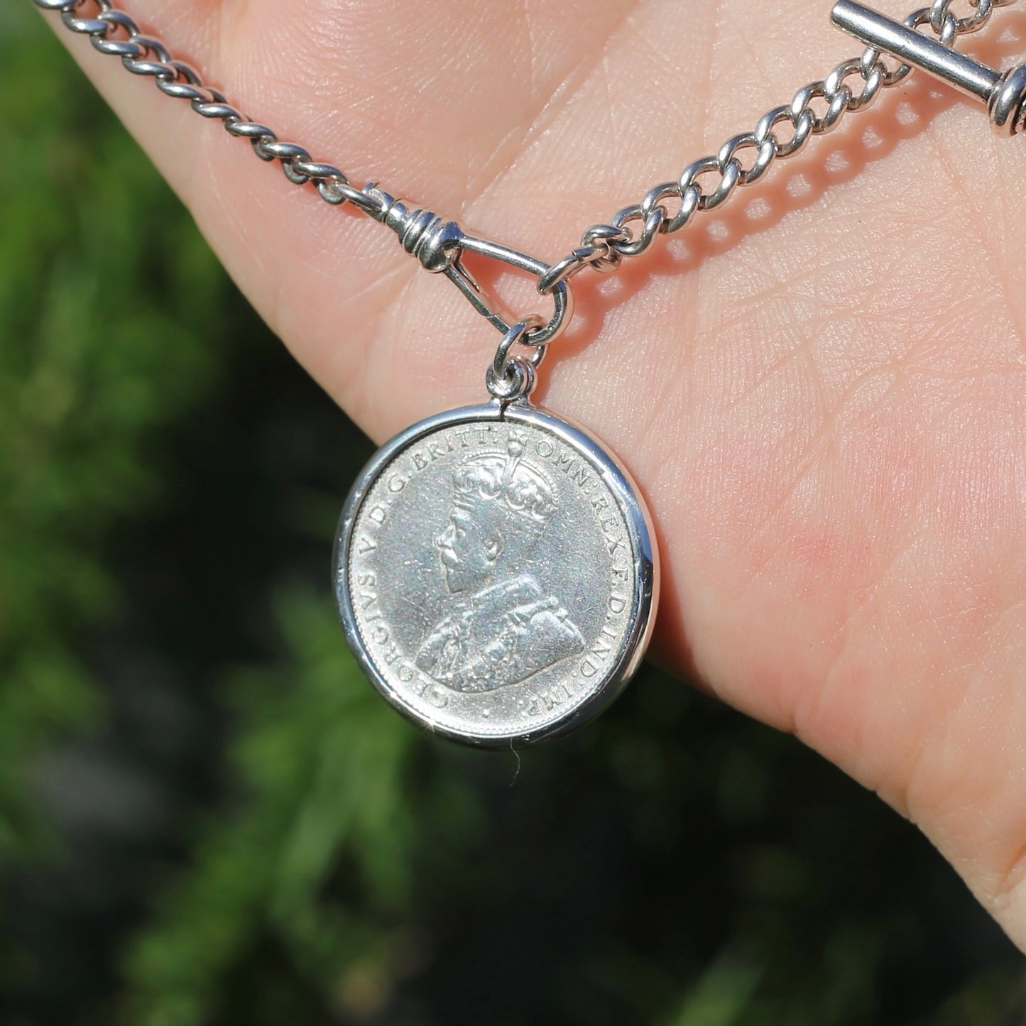 Australian Sterling Silver Shilling Pendants 1928 1931 and 1935, in Silver Bezel Frames, 6.6g