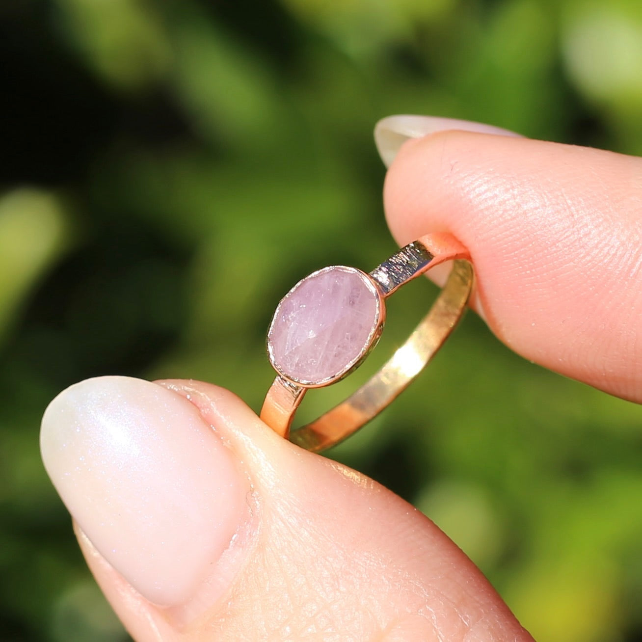 Rose Cut Pink Sapphire Ring, 14ct Rose Gold, size 6 or L1/2