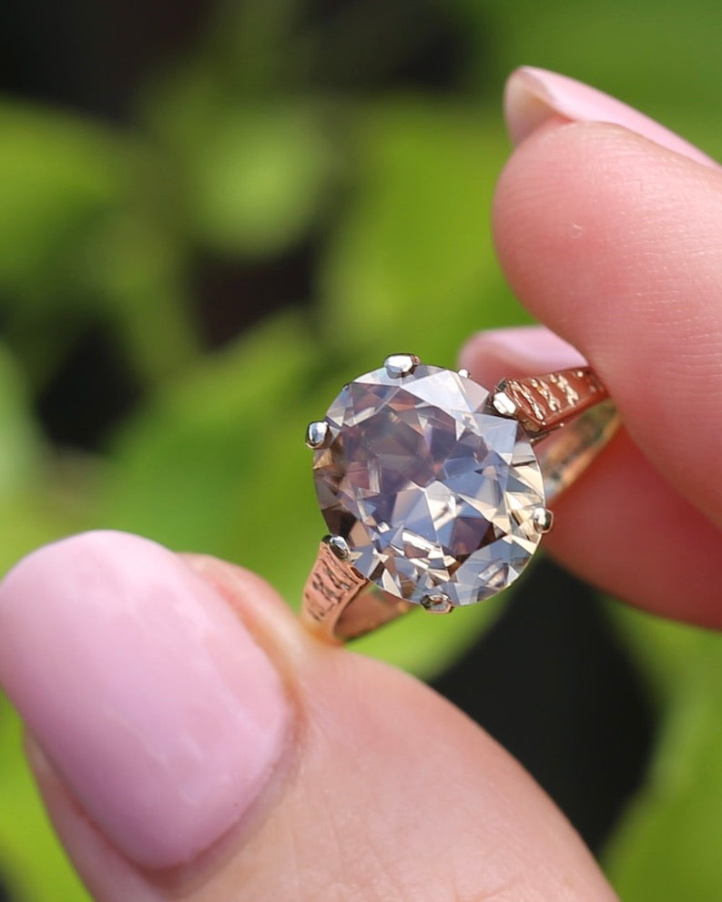 5.68ct Oval Natural Australian Zircon, In 1973 Birmingham Made Ring, 9ct Yellow Gold, size O1/2 or 7.5, 3.41g