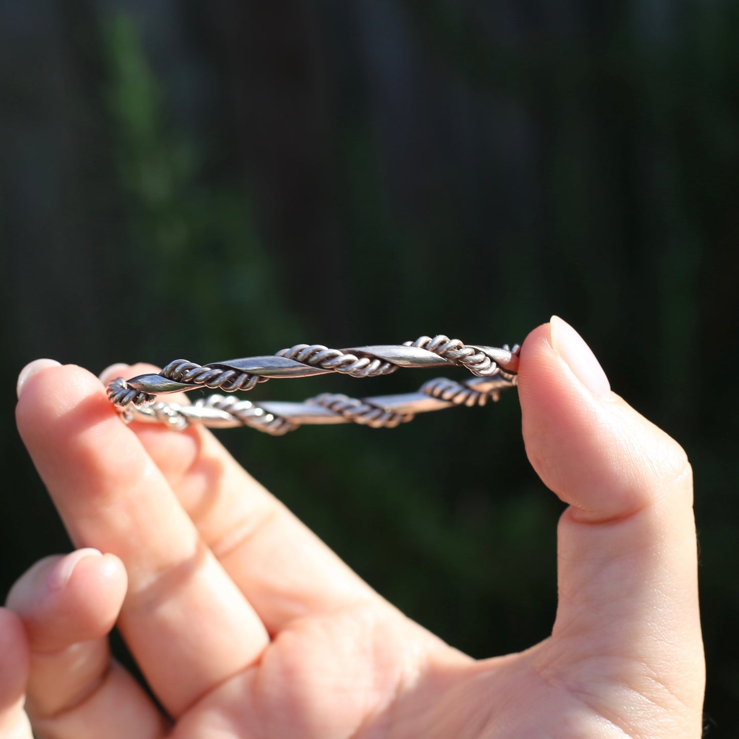 Twisted Rope Silver Bangle, Sterling Silver, 16.6g