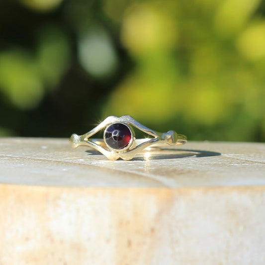 Delicate Vintage Dutch Rose Cut Garnet Ring, 14ct Yellow Gold, size M or 6.25