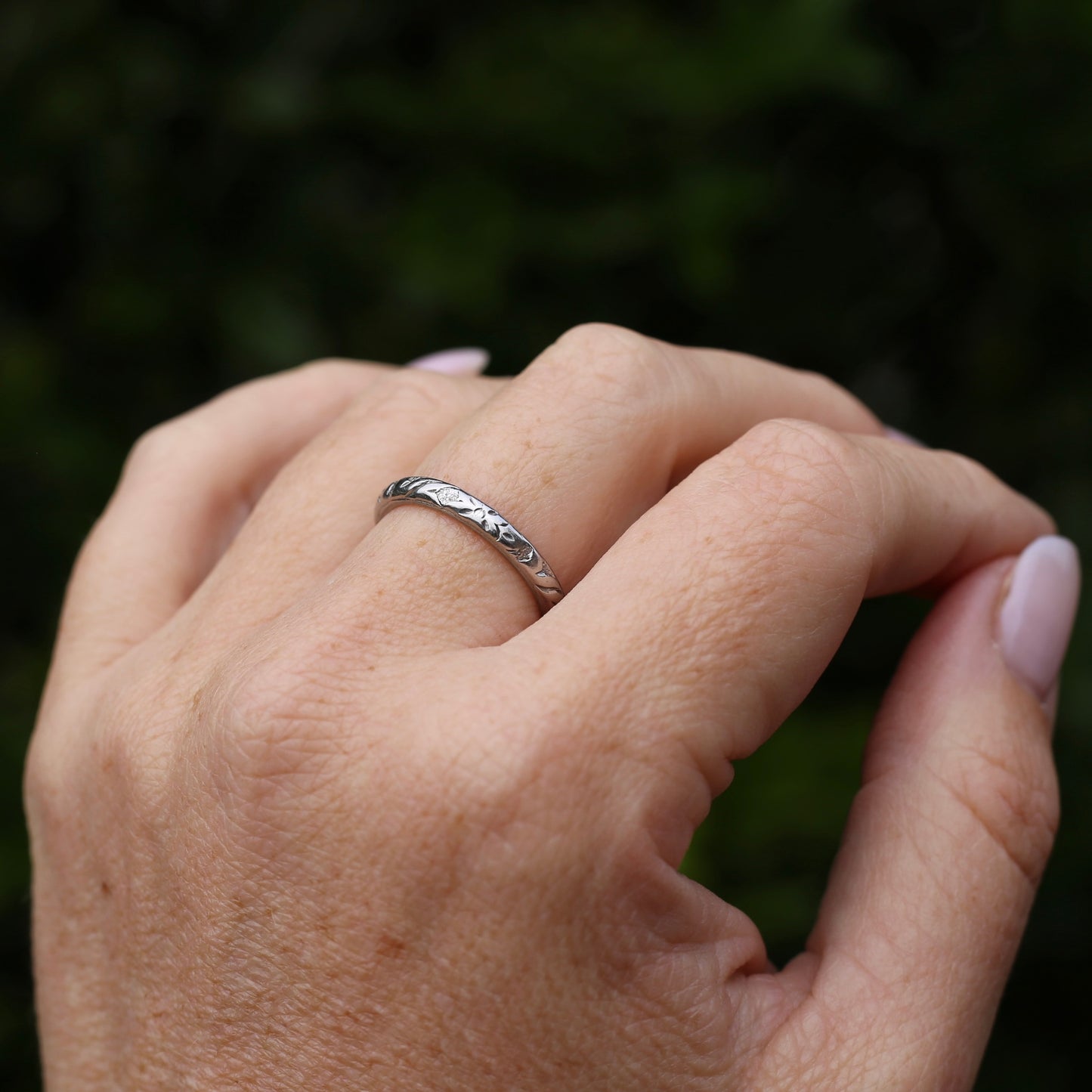 1940s Palladium Orange Blossom Wedding Ring, Palladium, size R1/2 or 9