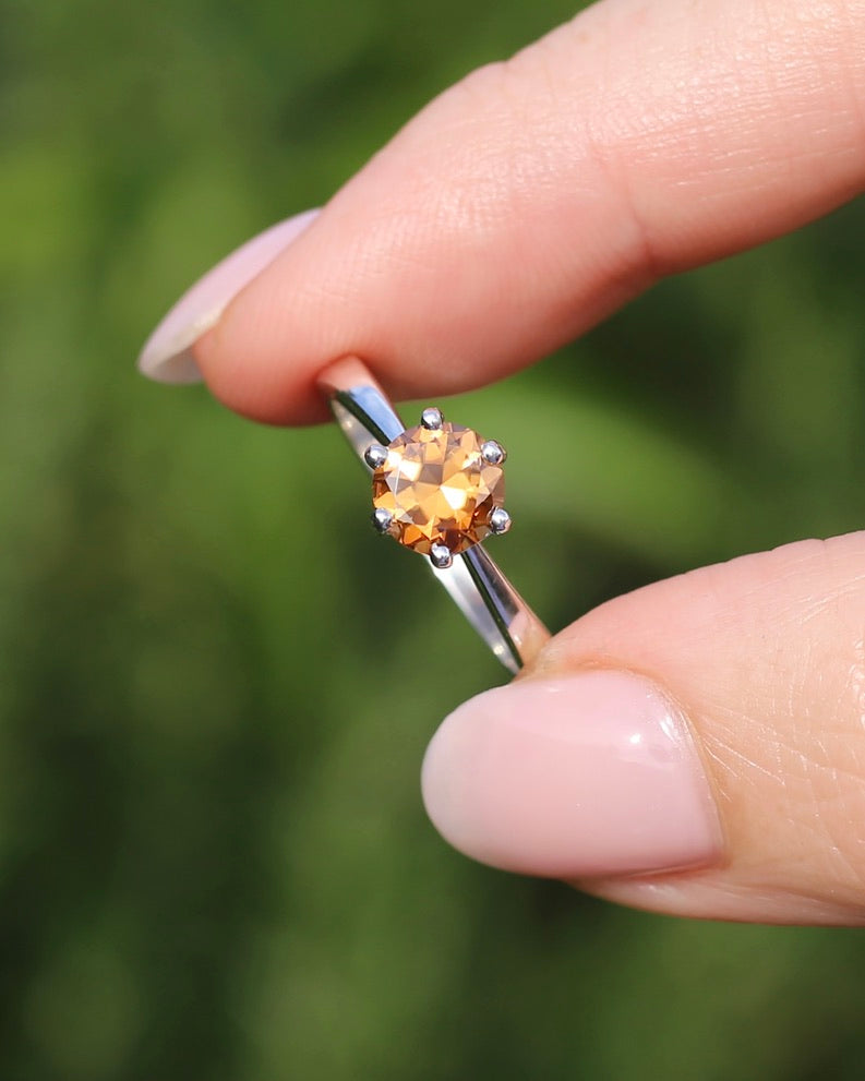 1.9ct Australian Zircon Solitaire, 6 claw set Sterling Silver, size P1/2 or 8, 3.0g