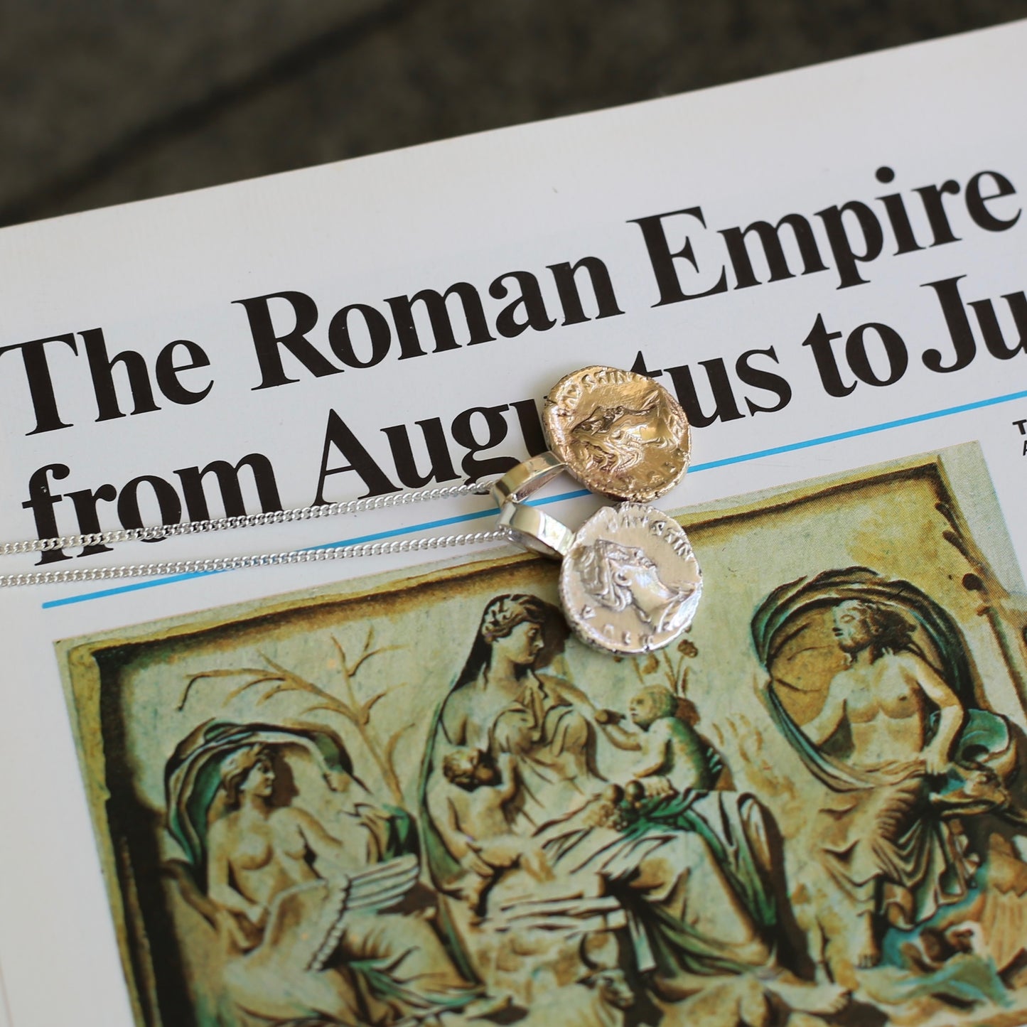 Faustina the Elder Coin Pendant,Cast From a 141-161AD Silver Denarius, avail in  Silver and Gold