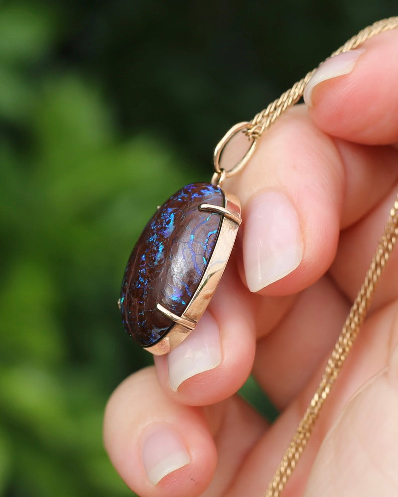 Australian Boulder Opal Pendant, 9ct Yellow Gold, 5.41g