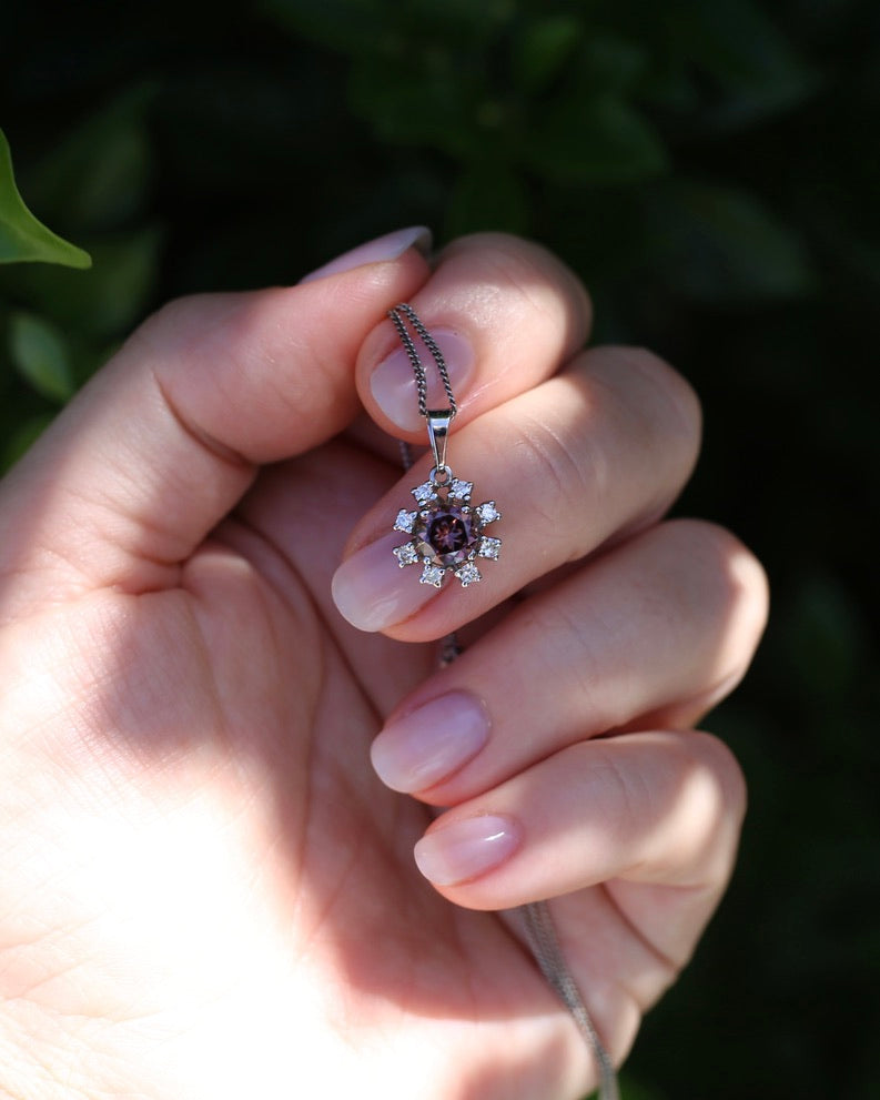 1.53ct Australian Zircon and Diamond Pendant, 14ct White Gold, 1.87g