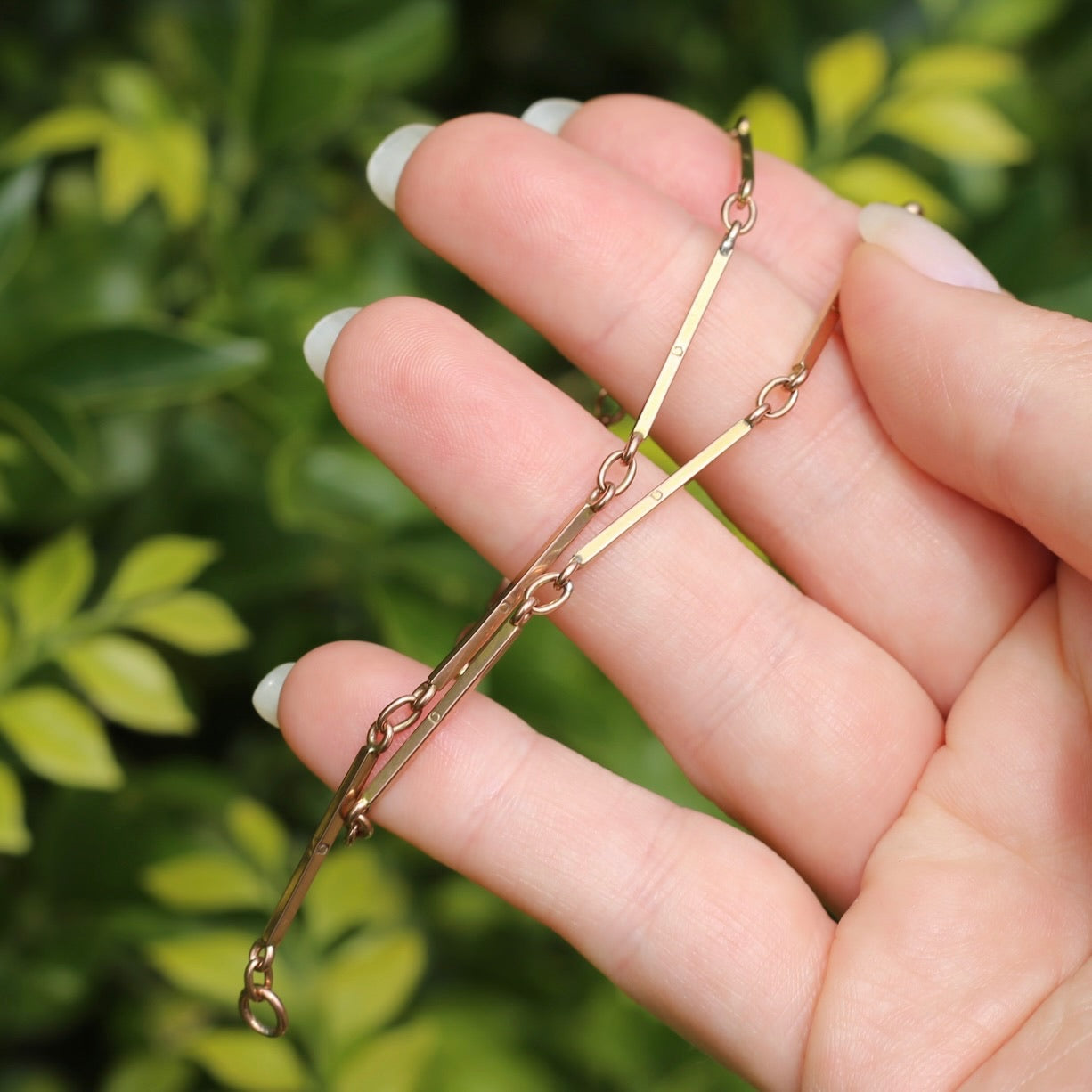 Single Watch Chain, Rectangular Links (all Hallmarked), 9ct Rosey Gold, 12inches/ 30.5cm 7.27g