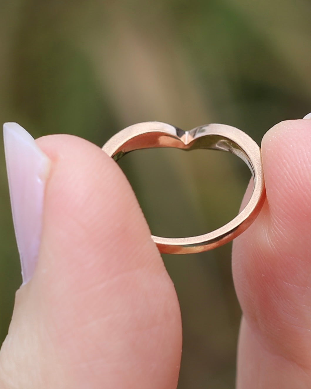 Bead Set Natural Diamond Wishbone Ring, 9ct Rose Gold, size J or 4.75, 1.7g