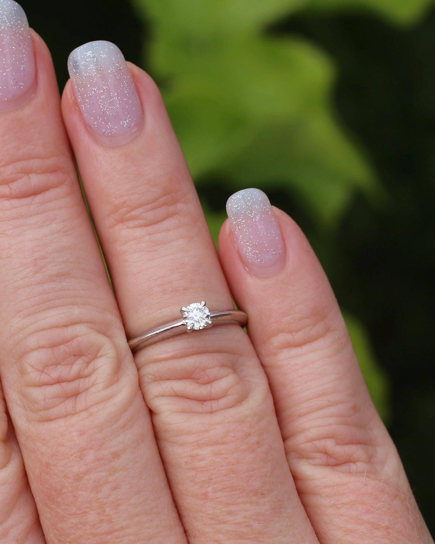 0.2ct Natural Diamond Solitaire, Talon Claw Set, 9ct White Gold, size 5 or J1/2, 2.2g