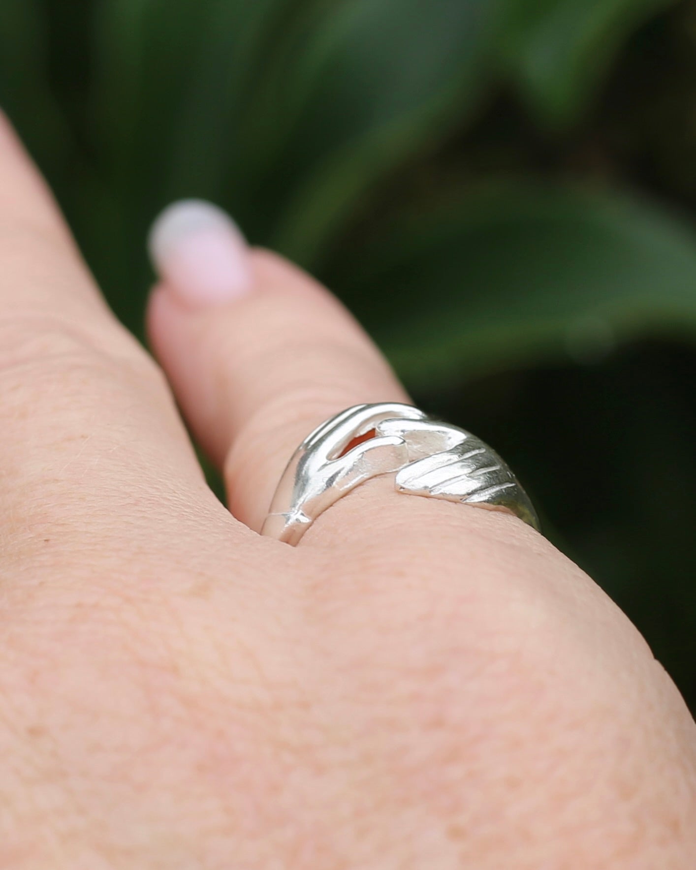 Modern Fede or Gimmel Ring, Sterling Silver, size L1/2 or 6, 3.8g