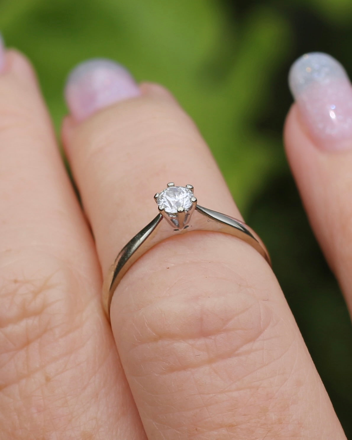 0.25ct Natural Diamond Solitaire, 18ct White Gold, 6 Claw, size L or 5.75, 2.09g