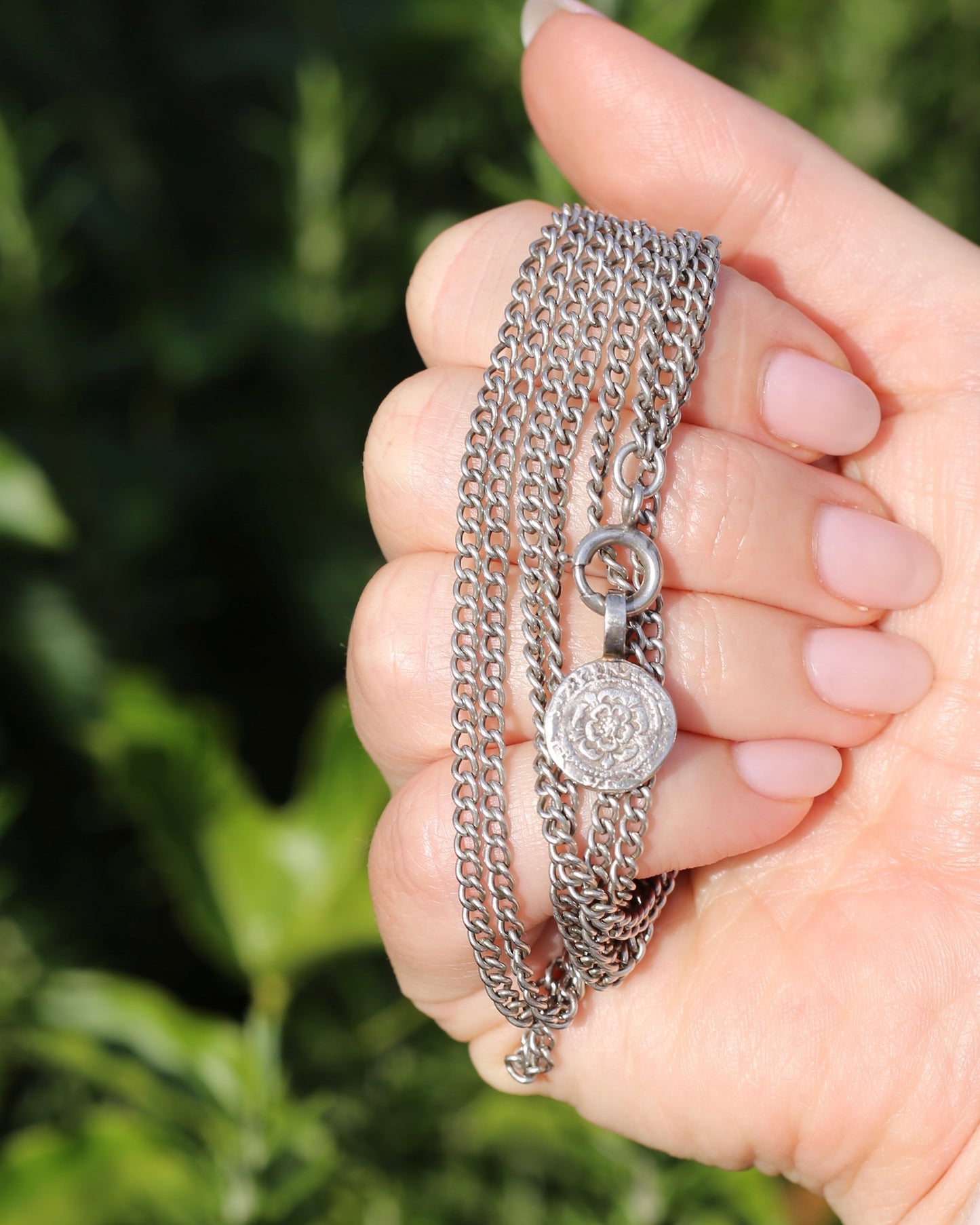 Antique French Longuard Curb Chain With Bolt Clasp, 67cm doubled, 22.1g