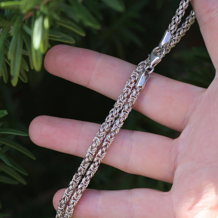 Sterling Silver Byzantine Chain Necklace, 45.5cm or 17.75 inches