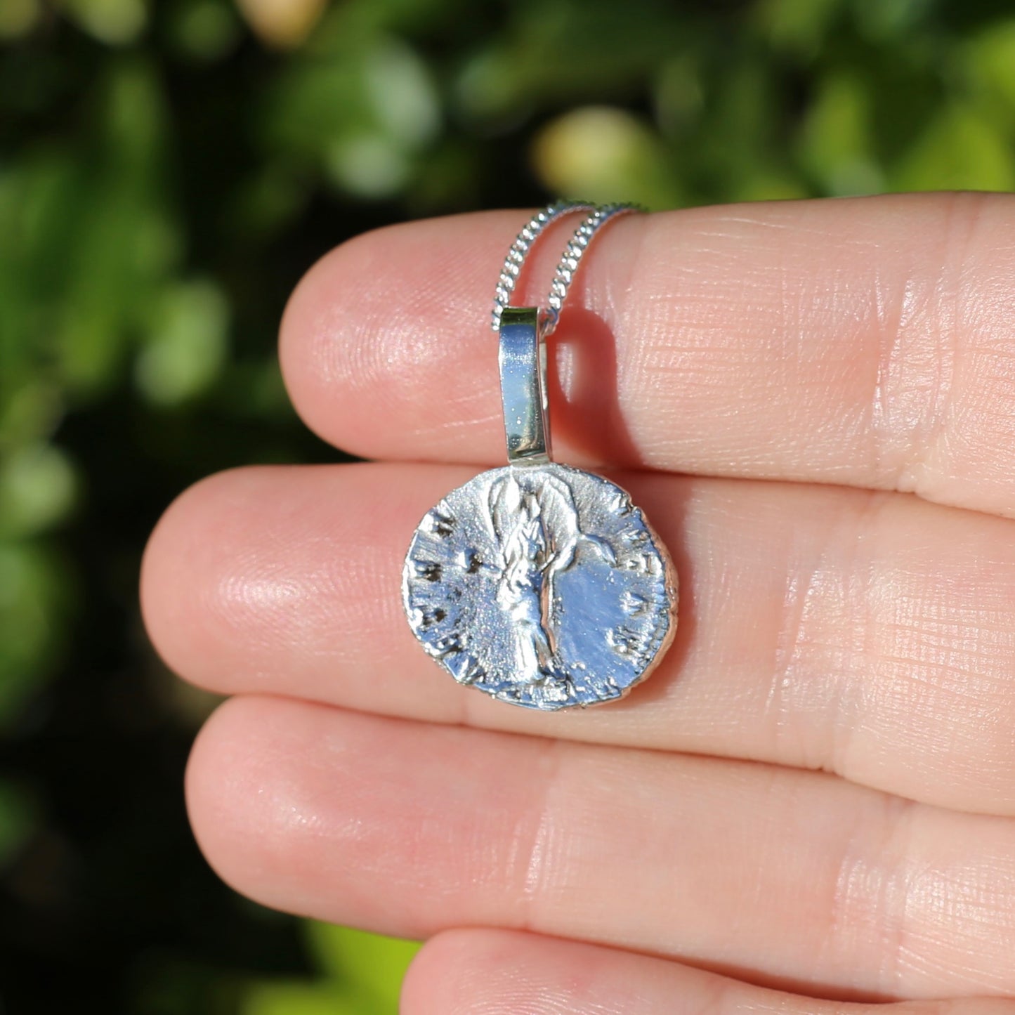 Eternity Pendant - Roman Goddess Aeternitas or Providentia, Cast From a 141-161AD Silver Denarius, avail in  Silver and Gold