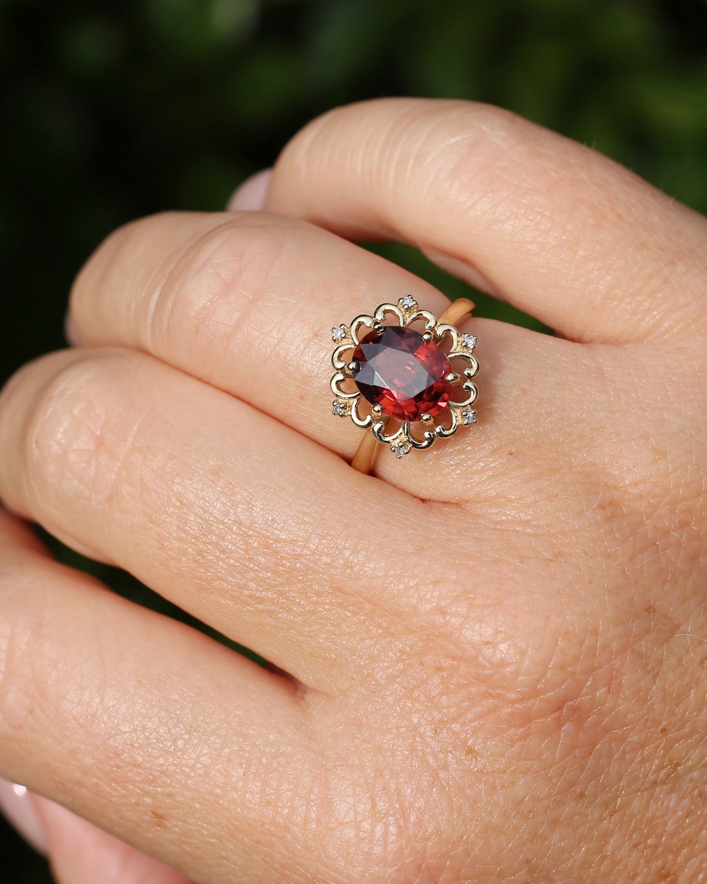 Vintage 3.48ct Natural Zircon and Diamond Ring, 9ct Yellow Gold , size O or 7.25 with valuation