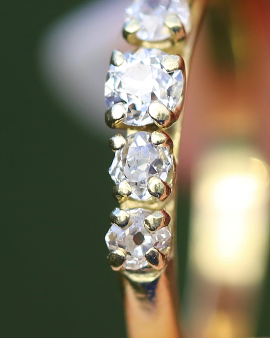 Five Stone Old Cut Diamond Ring approx 0.85ct, Claw Set, 18ct Yellow Gold, size T or 9.5