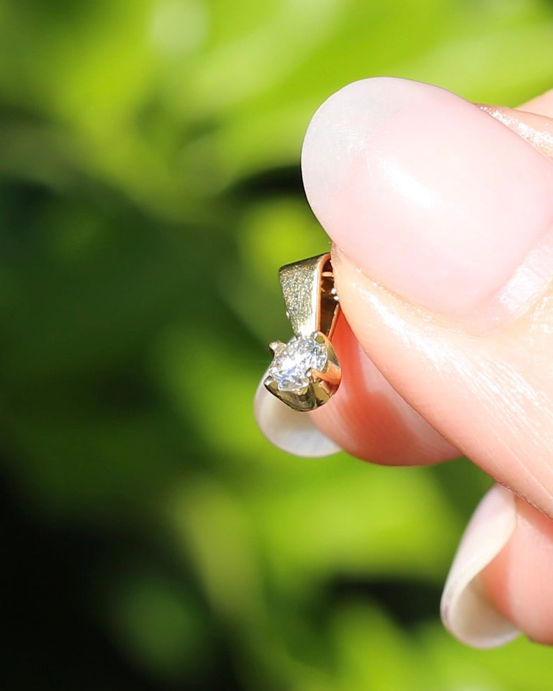 0.2ct Natural Diamond Claw Set Pendant, 18ct Yellow Gold, 0.48g