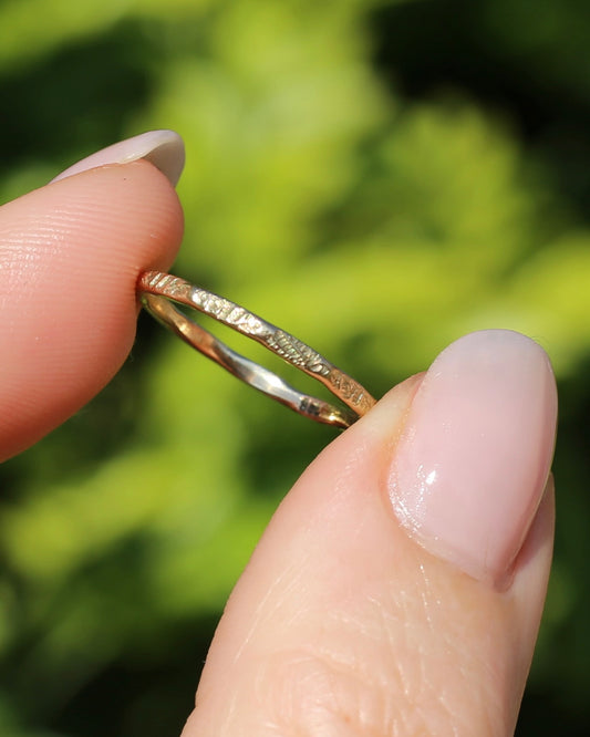 Vintage Rustic Gold Ring, 9ct Yellow Gold, size P or 7.5, 1.1g