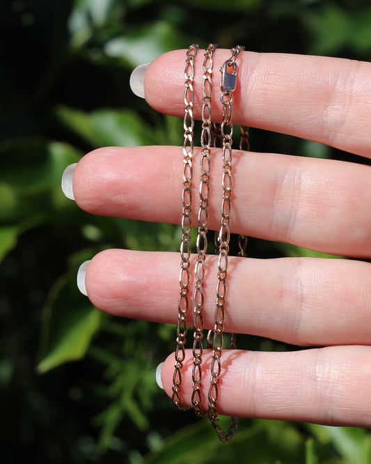 Figaro 1 & 1 Chain, 9ct Rose Gold Chain, 60cm 23.5inches, 5.66g
