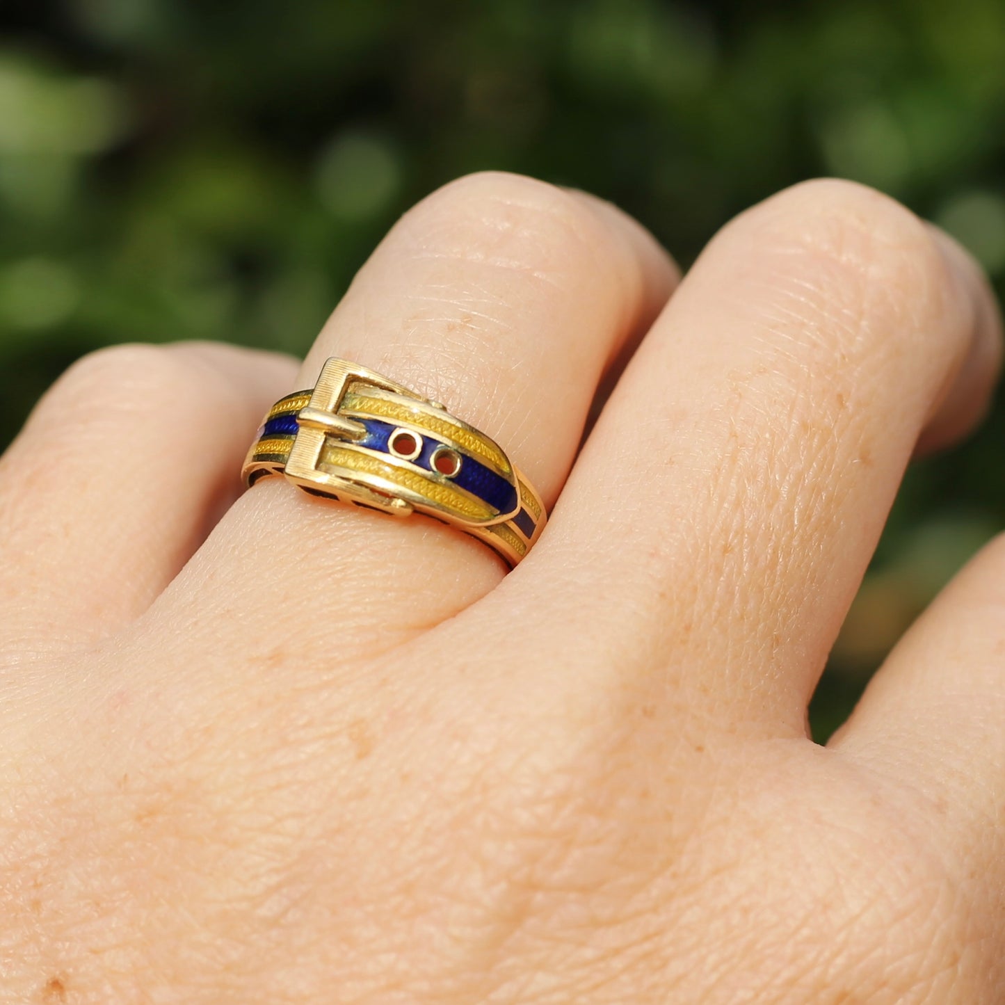 Victorian Enamel Buckle Ring size N1/2 or 7