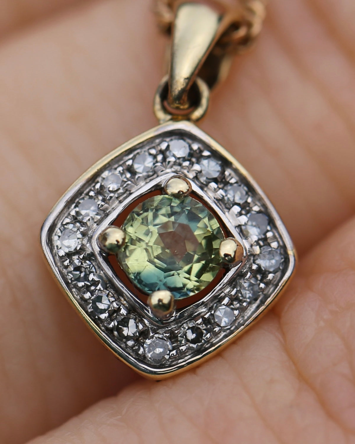 0.45ct Parti and Diamond Pendant, 9ct Yellow and White Gold, 0.9g