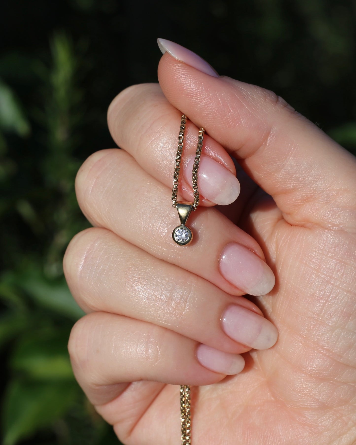 Vintage 0.2ct Natural Diamond Bezel Set Pendant, 9ct Yellow Gold, 0.45g