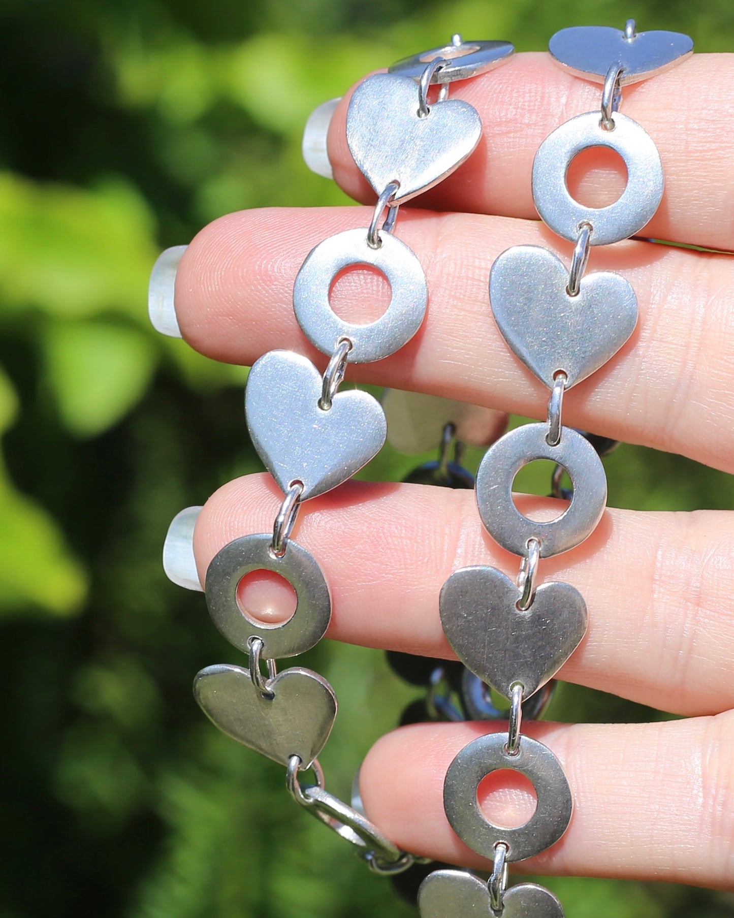 Fabulous Modernist Inspired Hearts and Lilypads Necklace, Sterling Silver, 43cm, 42.3g