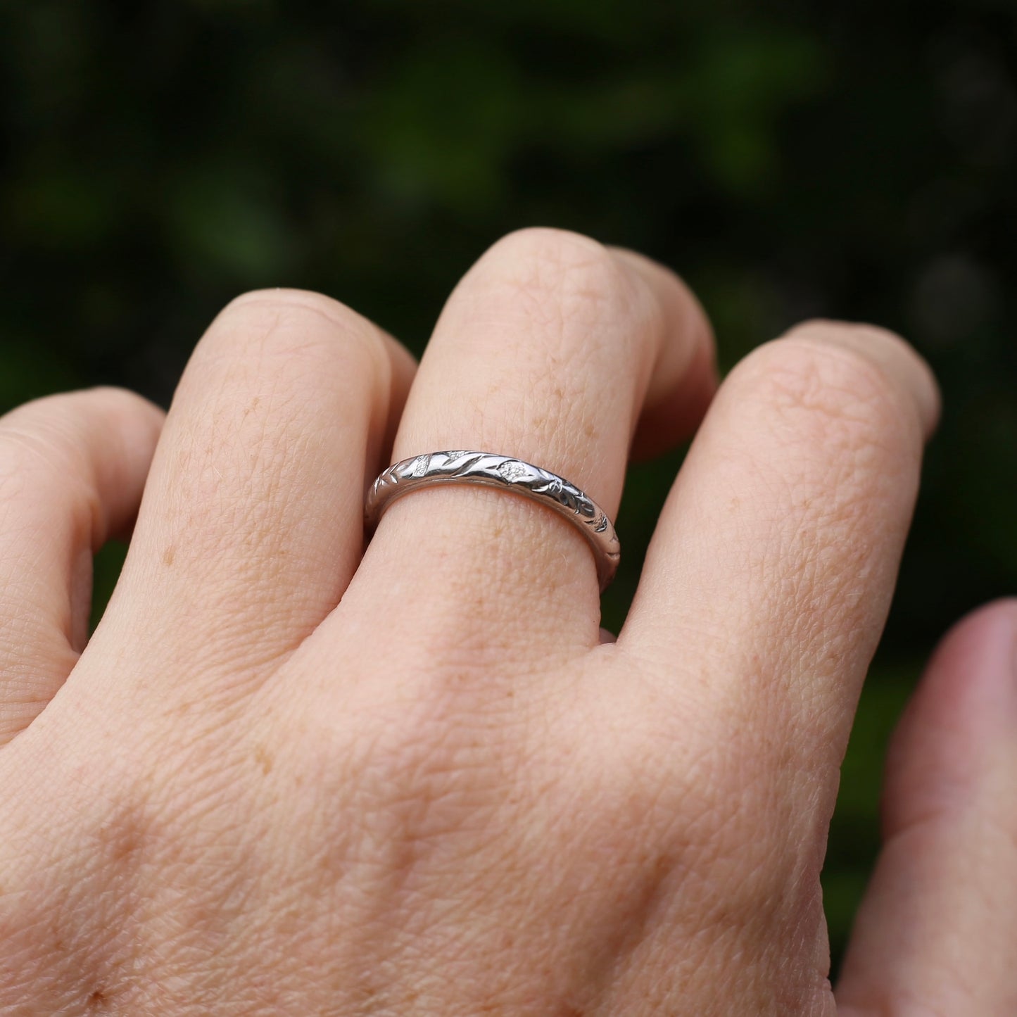 1940s Palladium Orange Blossom Wedding Ring, Palladium, size R1/2 or 9