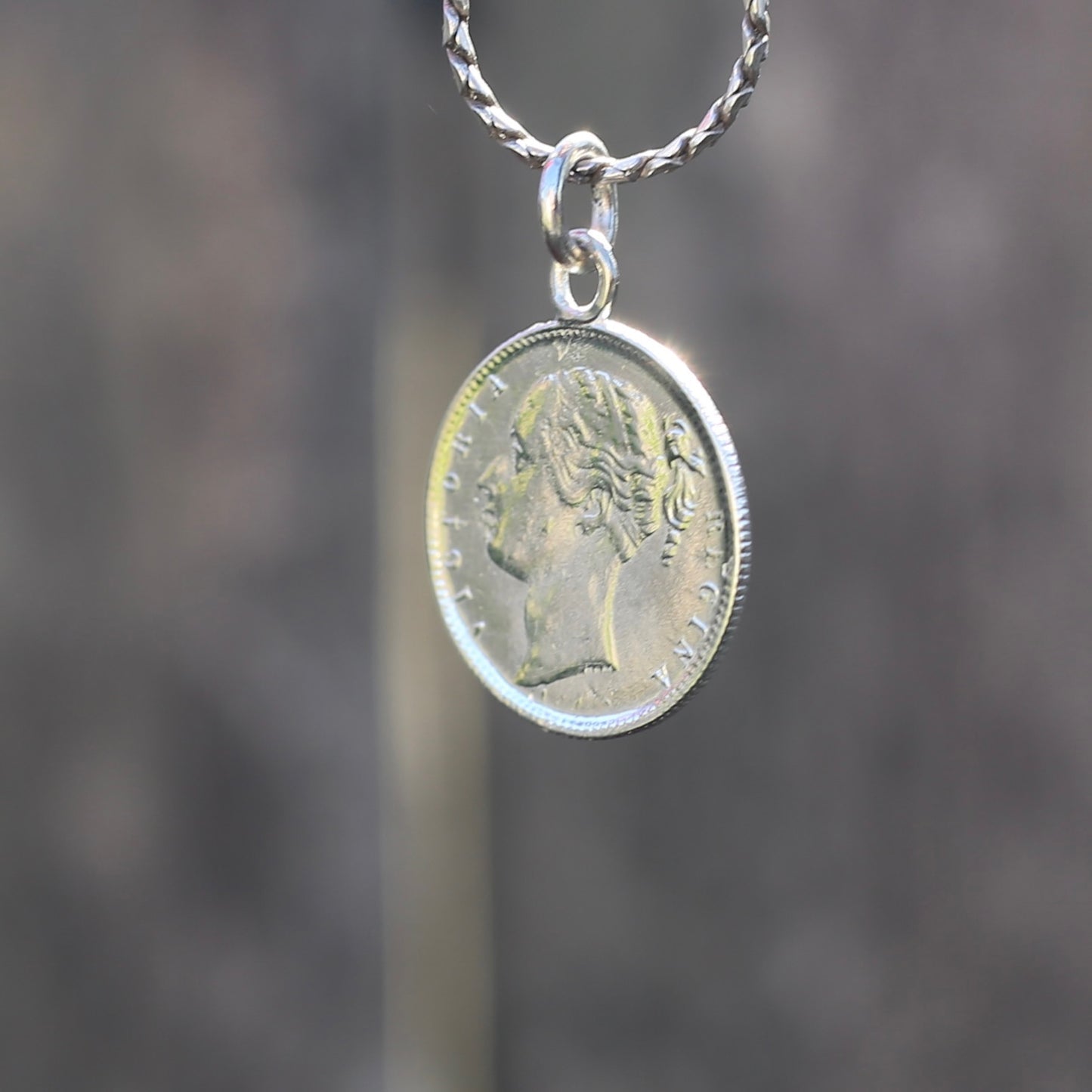 Keep Your Temper Gambling Token Pendant - Queen Victoria Reverse, Silver and 9ct Gold