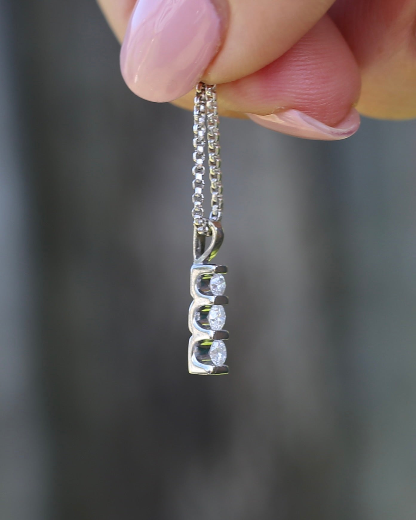Second Glance - 0.2ct Natural Diamond Trilogy Pendant, 9ct White Gold, 0.87g