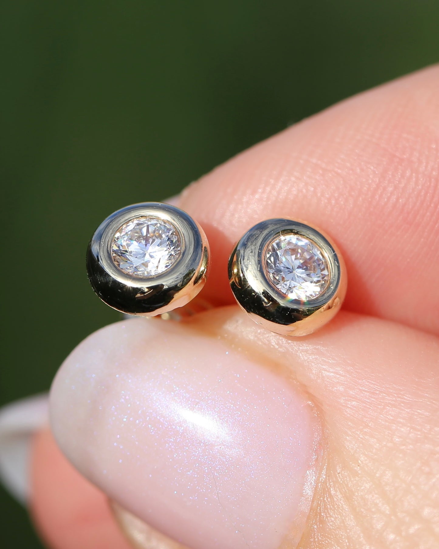 7mm Round Gold Bezel Set Studs, 9ct Yellow Gold, 0.65g