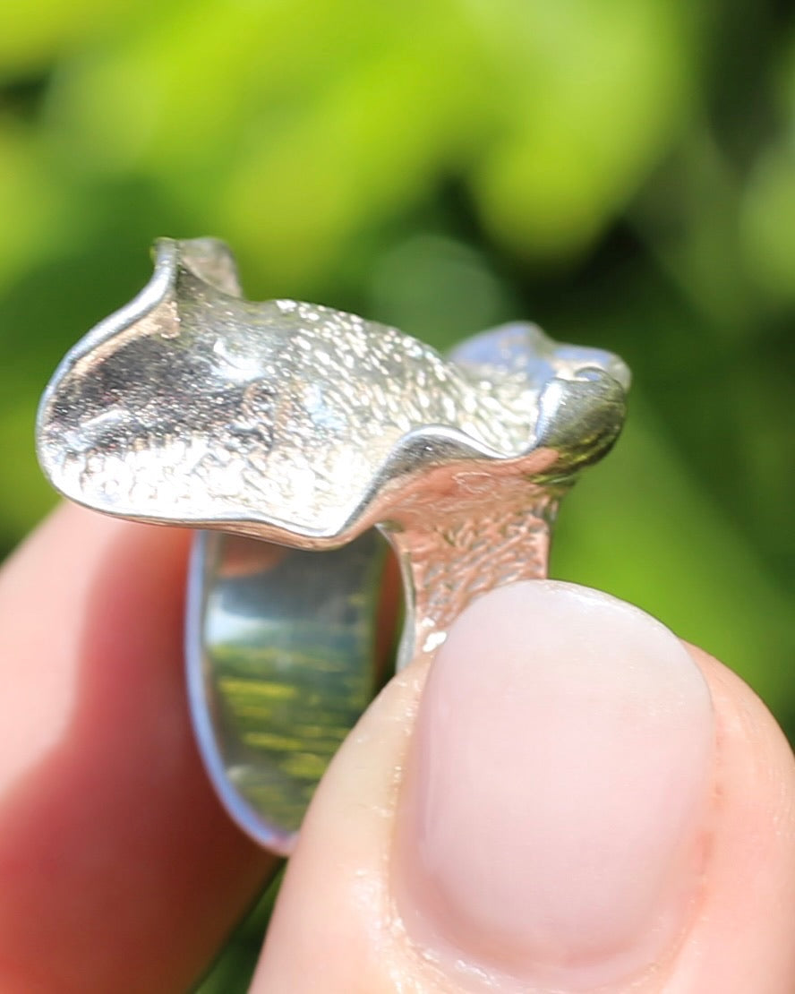 Modernist Silver Ring, size P or 7.5, 9.7g