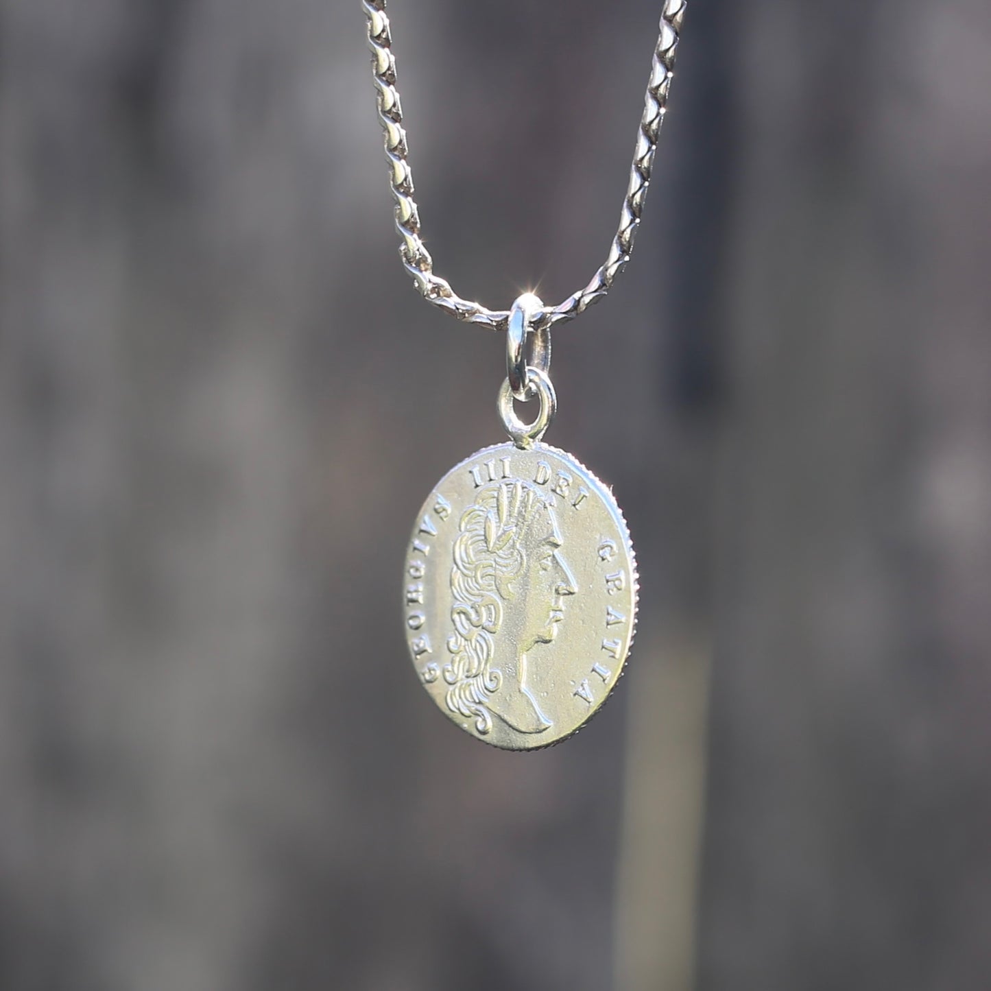 In Memory of the Good Old Days 1788 Gambling Token Pendant - King George III Reverse, Silver and 9ct Gold