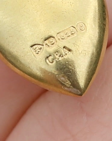 Antique 1903 Made 15ct Puffy Heart With Old Cut Sapphire and Rose Cut Diamonds, 15ct Yellow Gold, 1.59g
