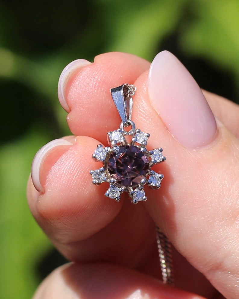 1.53ct Australian Zircon and Diamond Pendant, 14ct White Gold, 1.87g