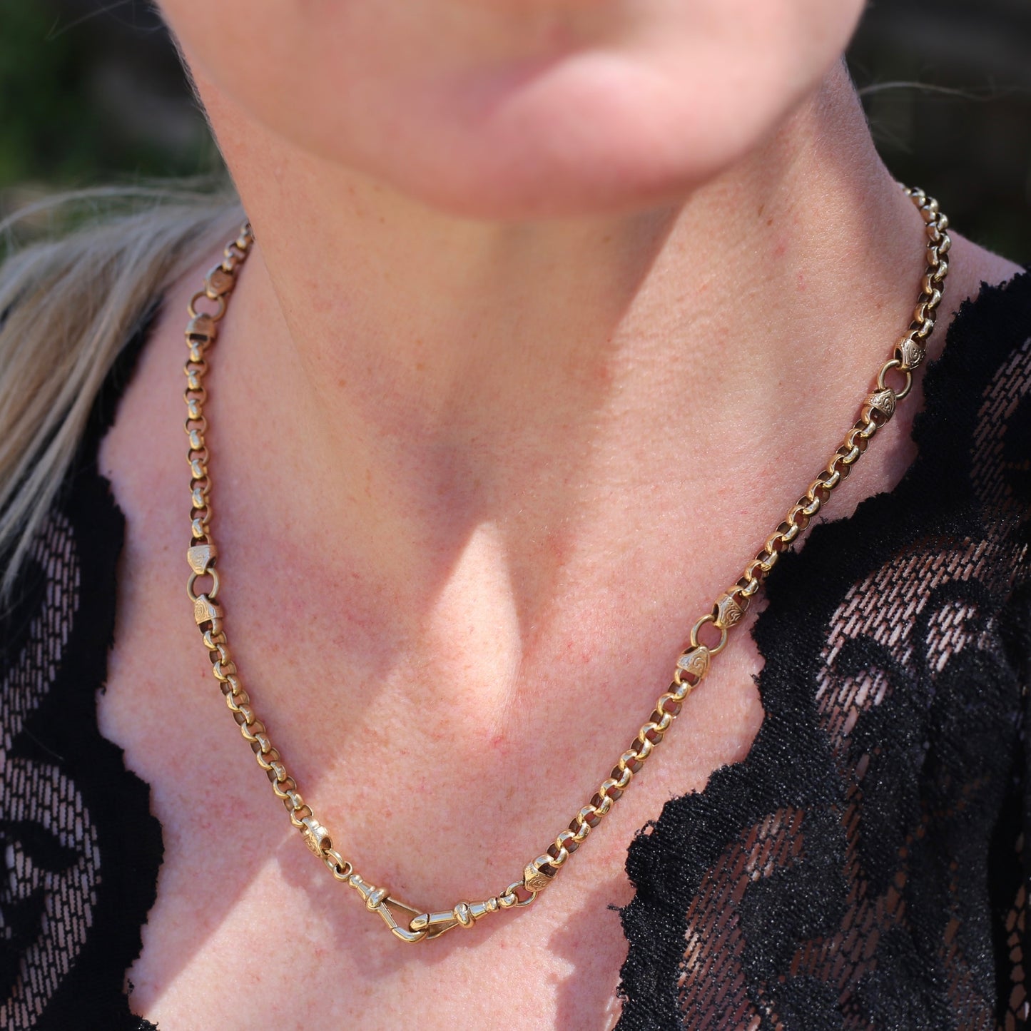 Vintage Belcher Chain with Gorgeous links and Double Albert Clasp, 9ct Gold, 49cm 23.62g