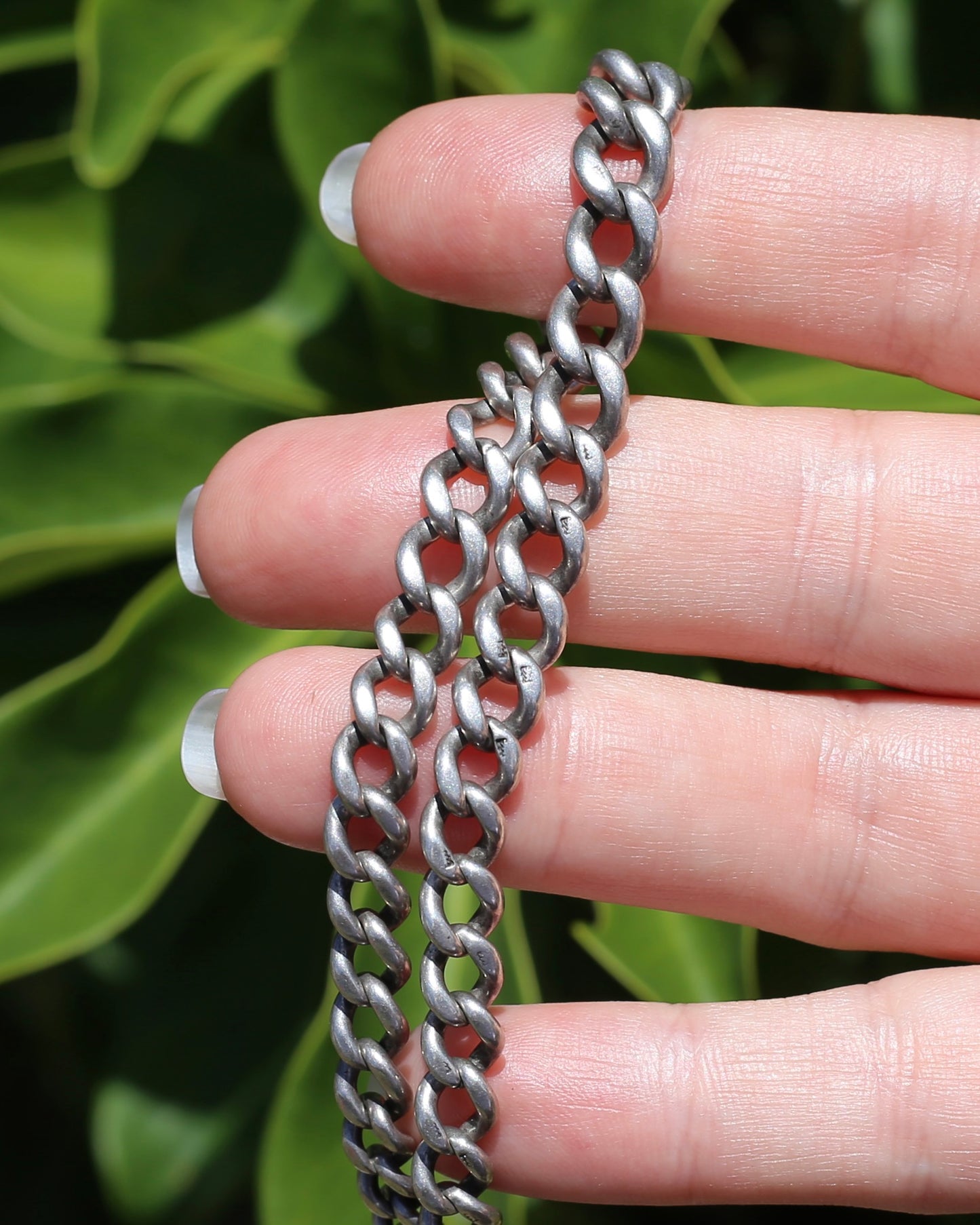 Vintique Uk Made Graduated Curb Sterling Silver Single Watch Chain with Albert Swivel, 34cm or 13.5 inches, 25.9g