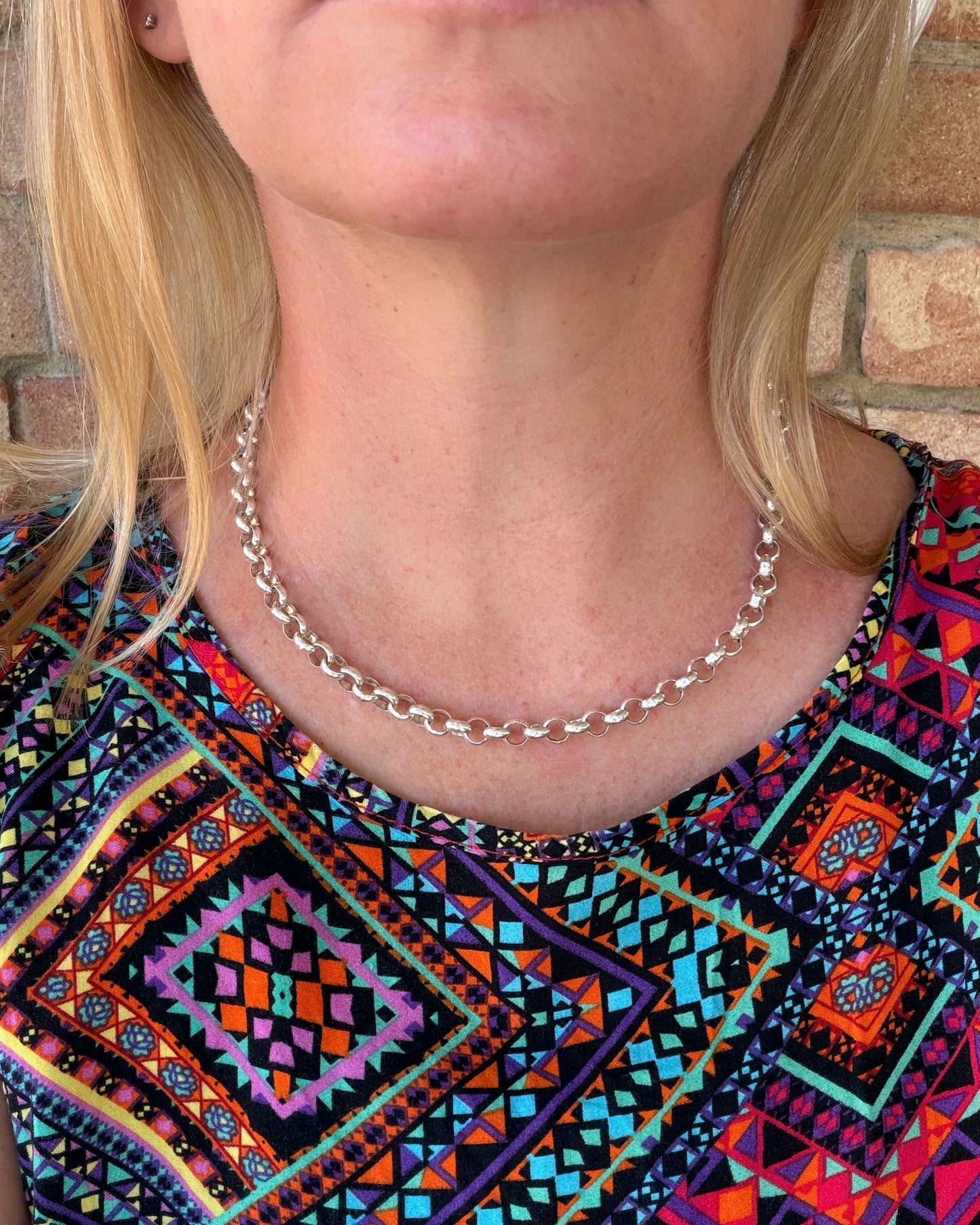 Chunky Silver Belcher Chain With Italian Bolt Clasp and large finals, 45.5cm or 18 inches, 36.9g