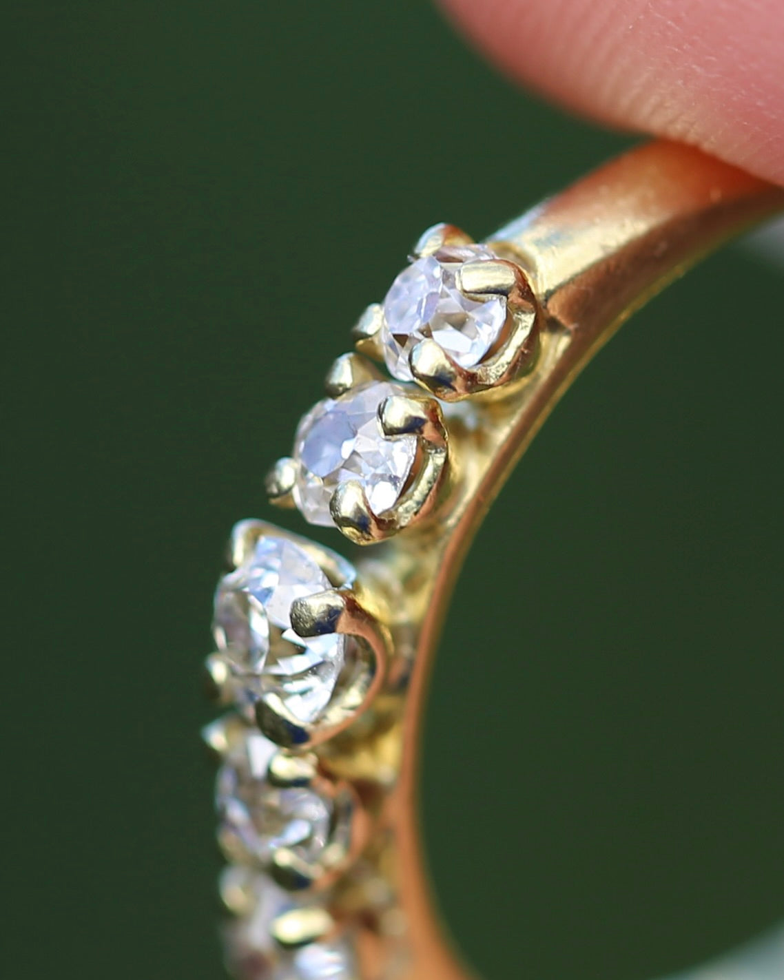 Five Stone Old Cut Diamond Ring approx 0.85ct, Claw Set, 18ct Yellow Gold, size T or 9.5
