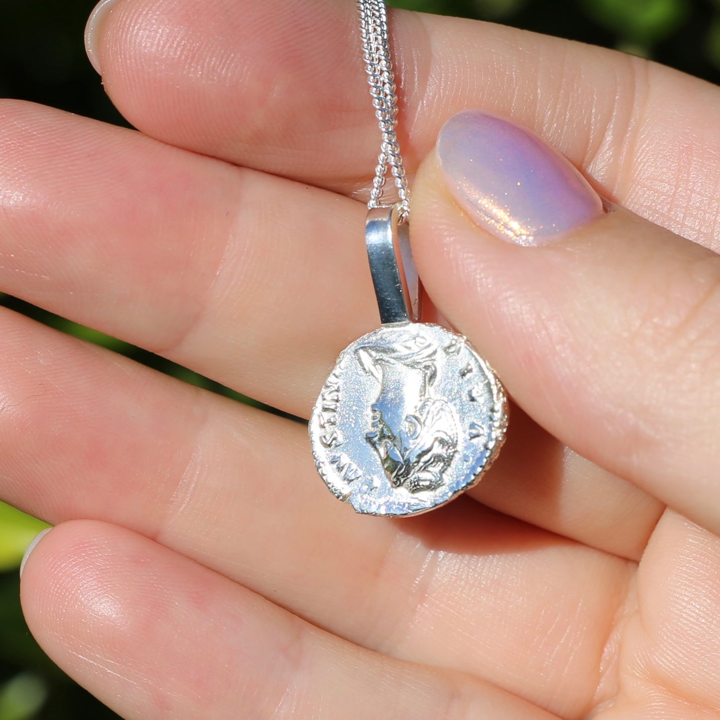 Eternity Pendant - Roman Goddess Aeternitas or Providentia, Cast From a 141-161AD Silver Denarius, avail in  Silver and Gold