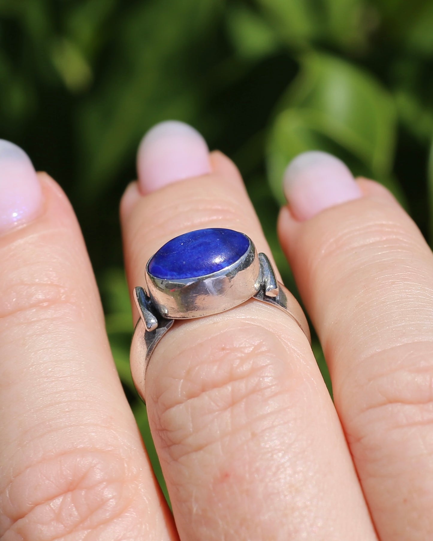 East West Set Oval Lapis Lazuli, Sterling Silver, size P or 7.5 fits about N-N1/2 due to width, 6.12g