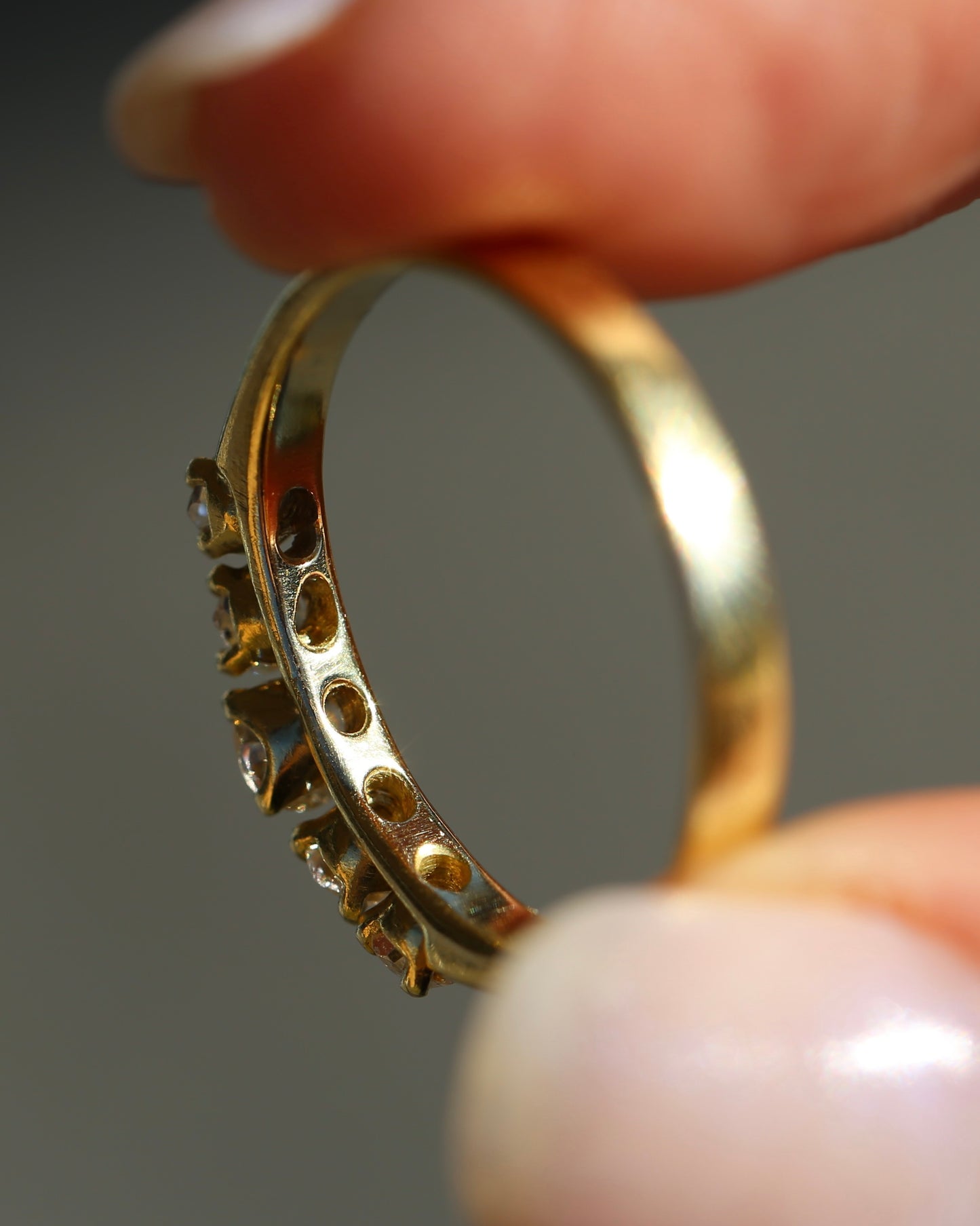 Five Stone Old Cut Diamond Ring approx 0.85ct, Claw Set, 18ct Yellow Gold, size T or 9.5