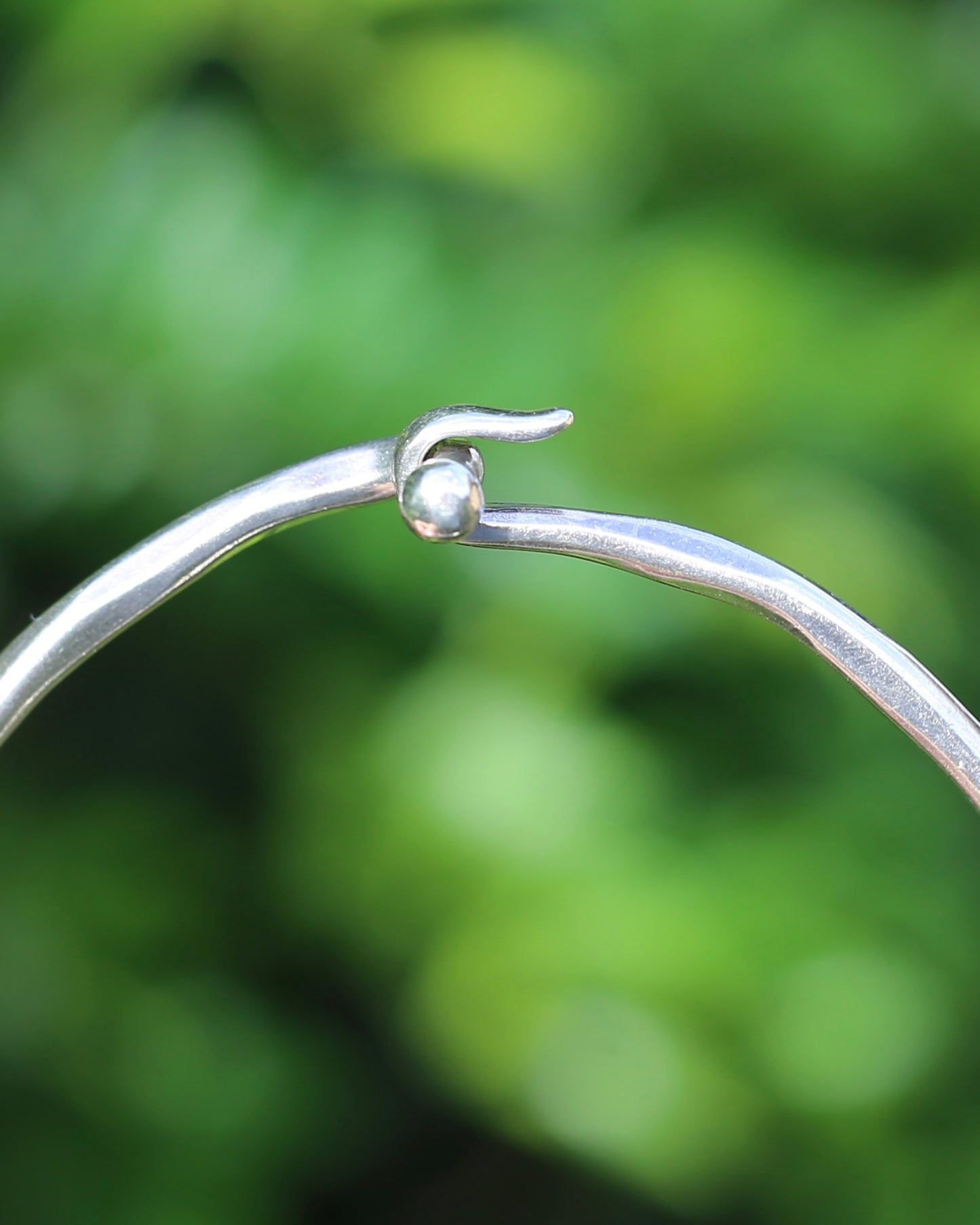 Hammered Finish Sterling Silver Bracelet with Nail Type Closure, Sterling Silver, 16.8g